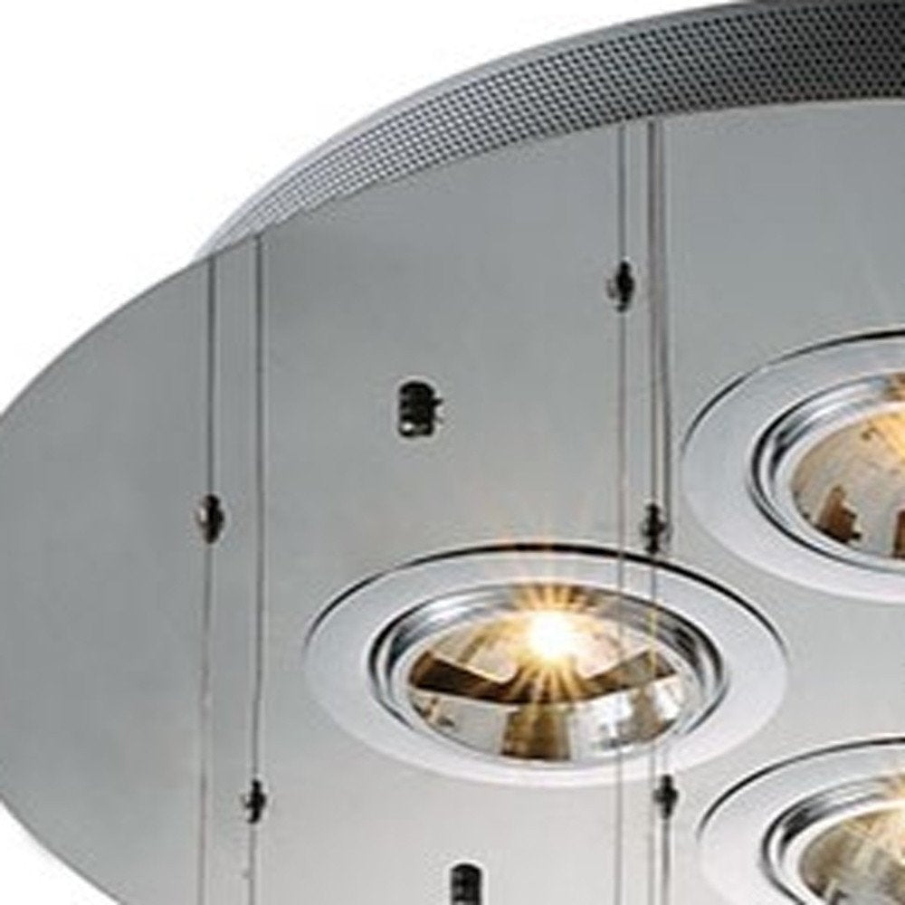 Clear Candle Style Four Light Metal and Glass Ceiling Light close-up detail