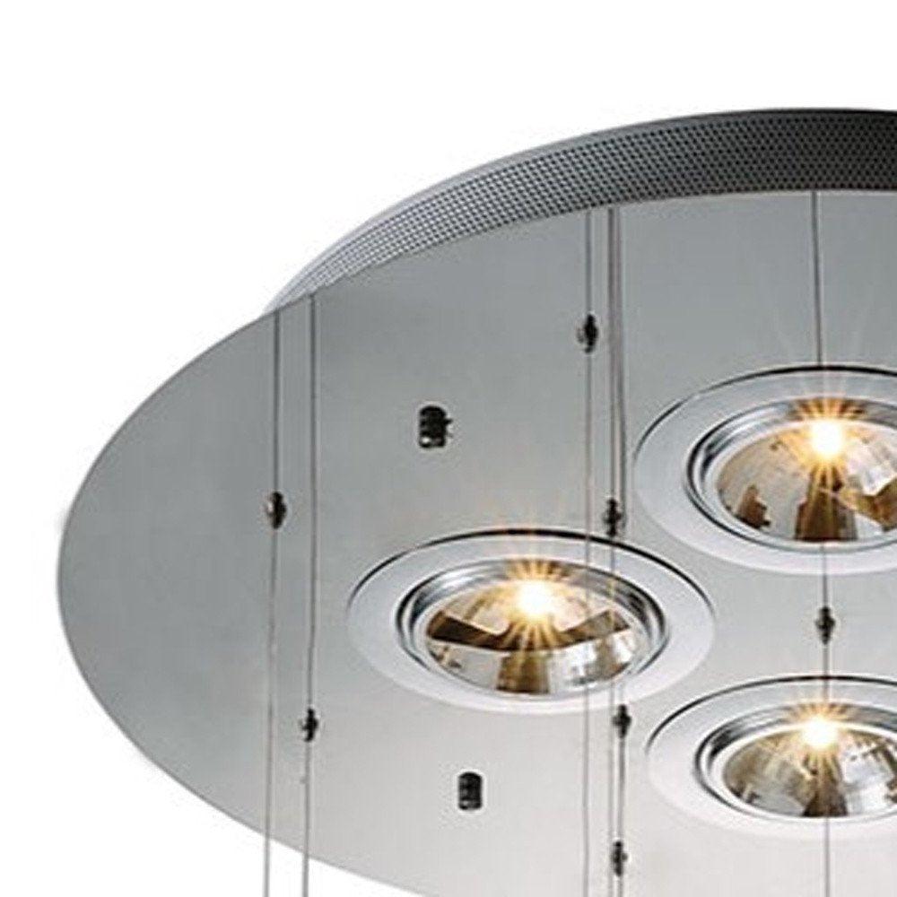 Clear Candle Style Four Light Metal and Glass Ceiling Light on a white background