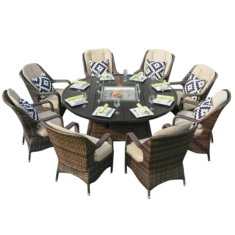 50000 BTU 325" Brown Aluminum Propane Round Fire Pit