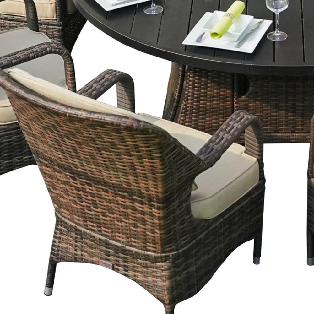 50000 BTU 325" Brown Aluminum Propane Round Fire Pit. Outdoor fireplaces and firepit in brown metal.