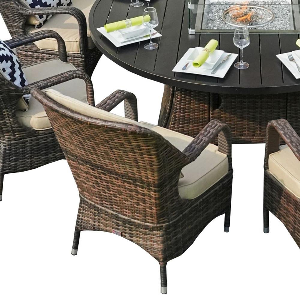 50000 BTU 325" Brown Aluminum Propane Round Fire Pit. Outdoor fireplaces and firepit in brown metal.