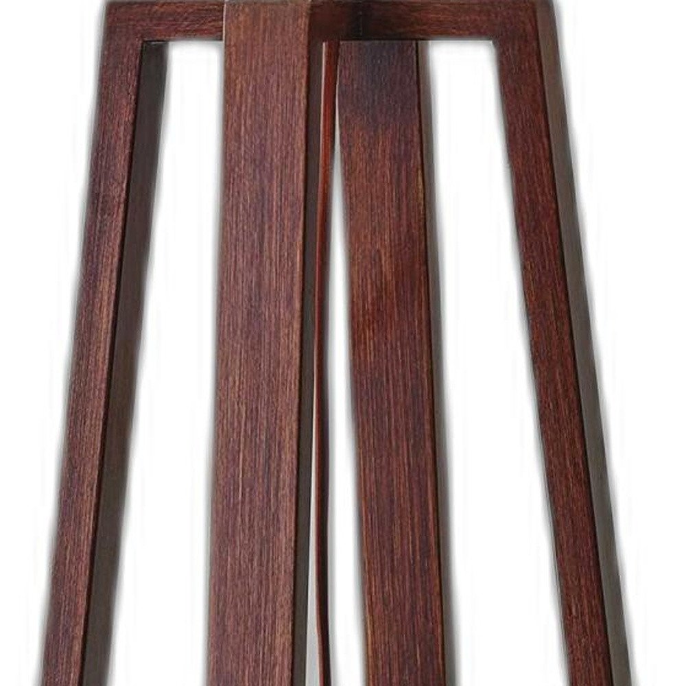 Walnut Wood Finish Linen Fabric Shade Table Lamp on a white background