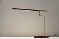 Walnut Wood Finish And Antique Brass Metal Adjustable Led Desk Lamp With Usb Port close-up detail
