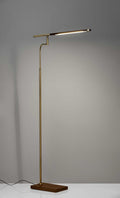 63" Brown LED Task Floor Lamp With Brass close-up highlighting the metal surface.