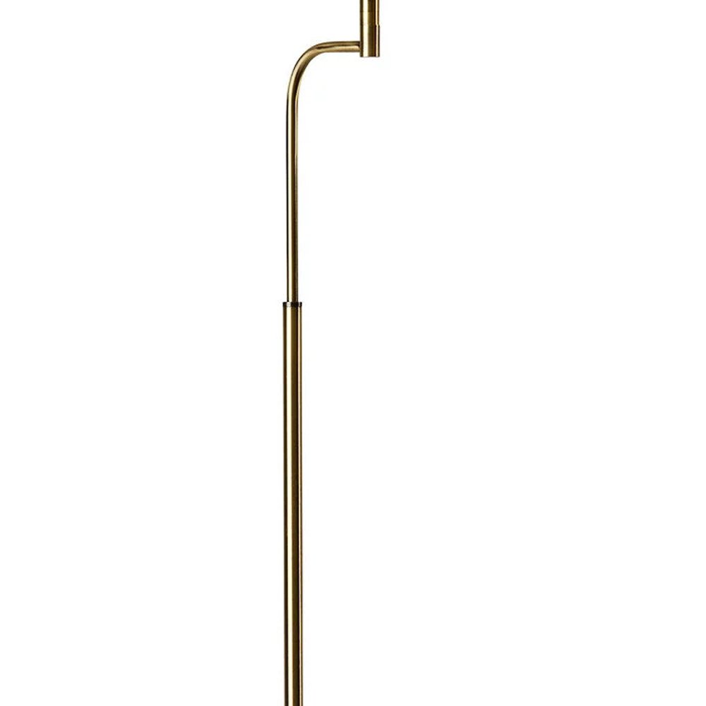 63" Brown LED Task Floor Lamp With Brass. Floor lamp isolated on a plain white background, finished in brown metal.