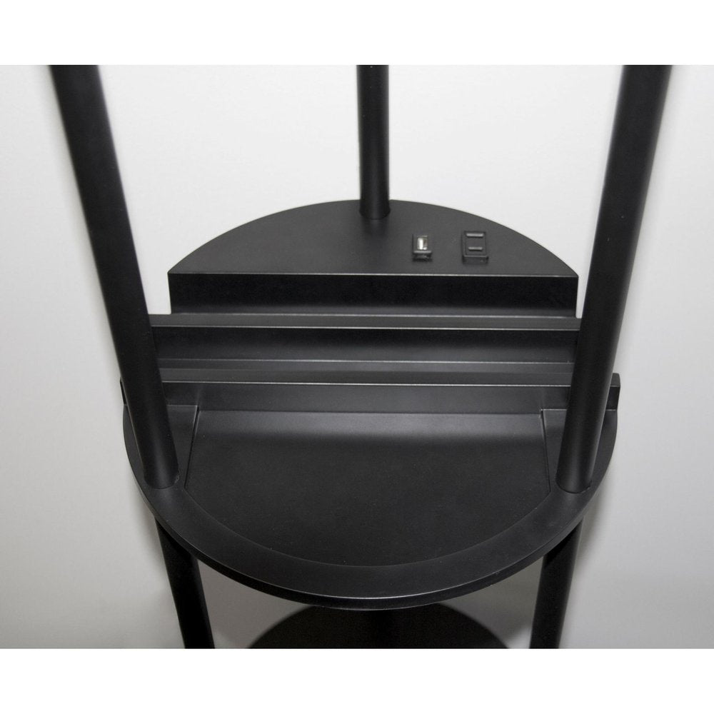 67" Black Metal Column Floor Lamp With White Linen Shade