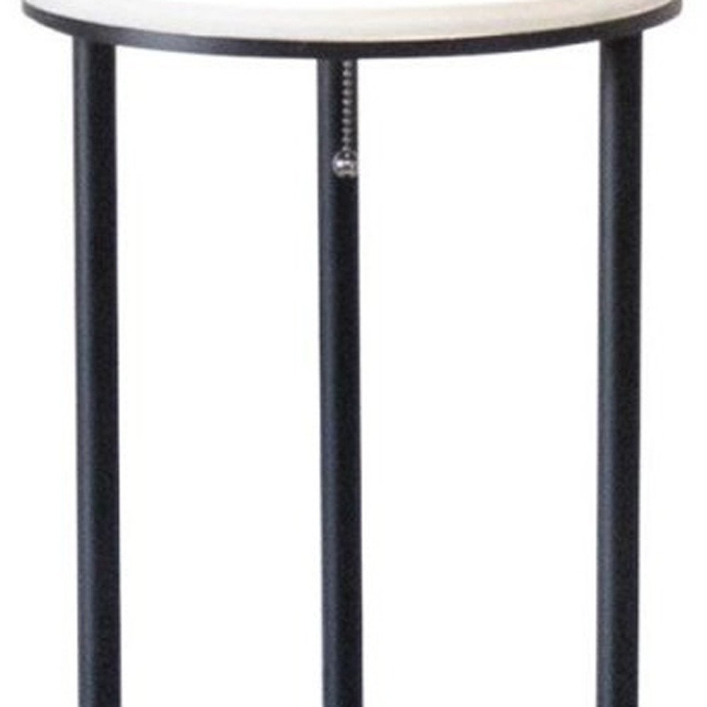 67" Black Metal Column Floor Lamp With White Linen Shade