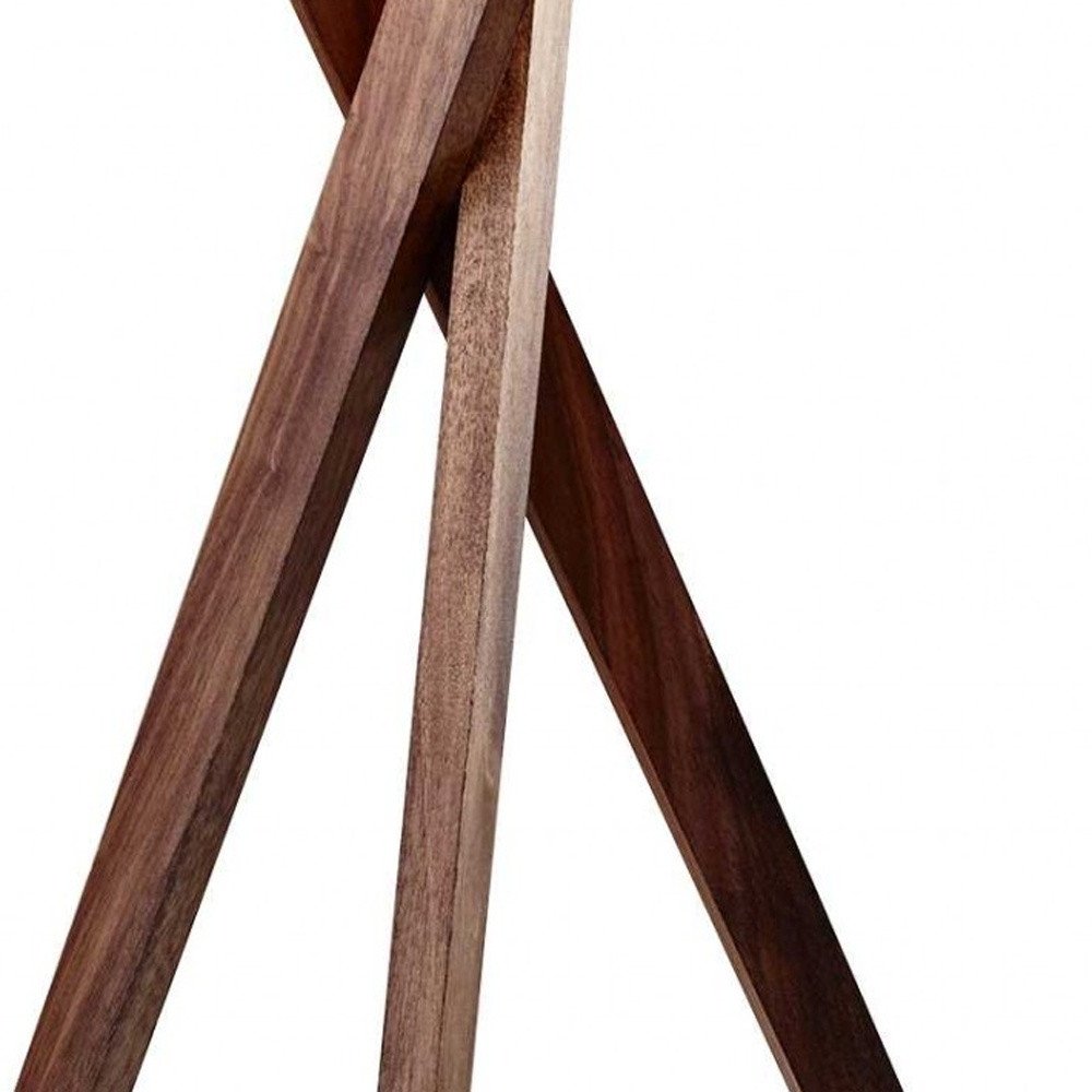 Tripod Leg Walnut Wood Table Lamp on a white background