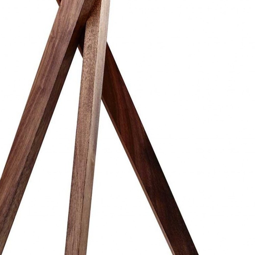 Tripod Leg Walnut Wood Table Lamp on a white background