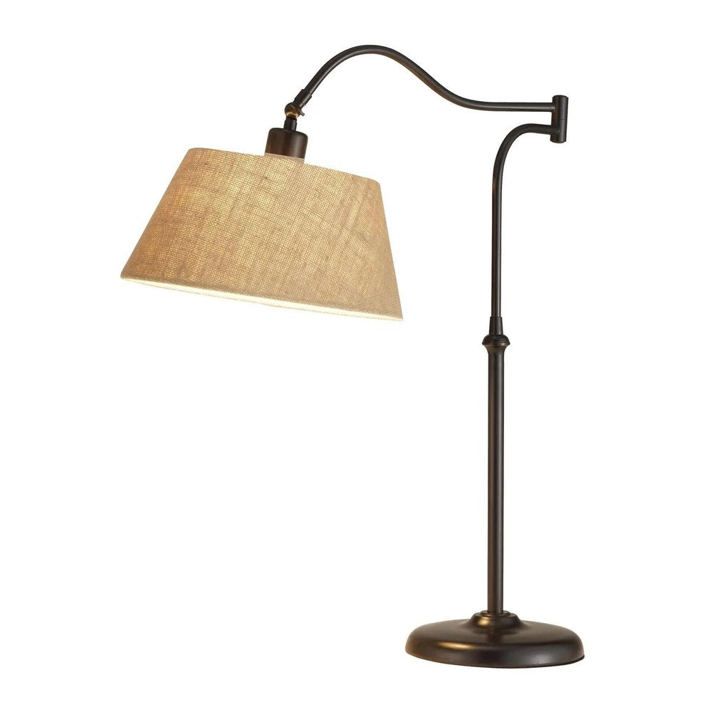 27" Black Desk Lamp With Empire Shade. Lamp isolated on a plain white background, showing its black color.