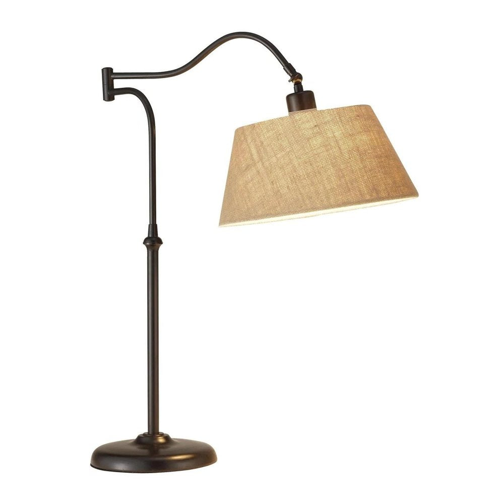 27" Black Desk Lamp With Empire Shade. Lamp isolated on a plain white background, in a black finish.