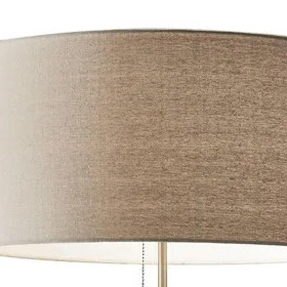 66" Brown Floor Lamp With Brown Fabric Drum Shade