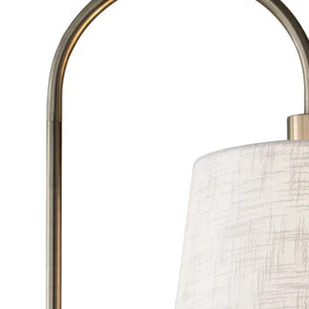 65" Black And Brass Tray Table USB Floor Lamp With Wood Shelf