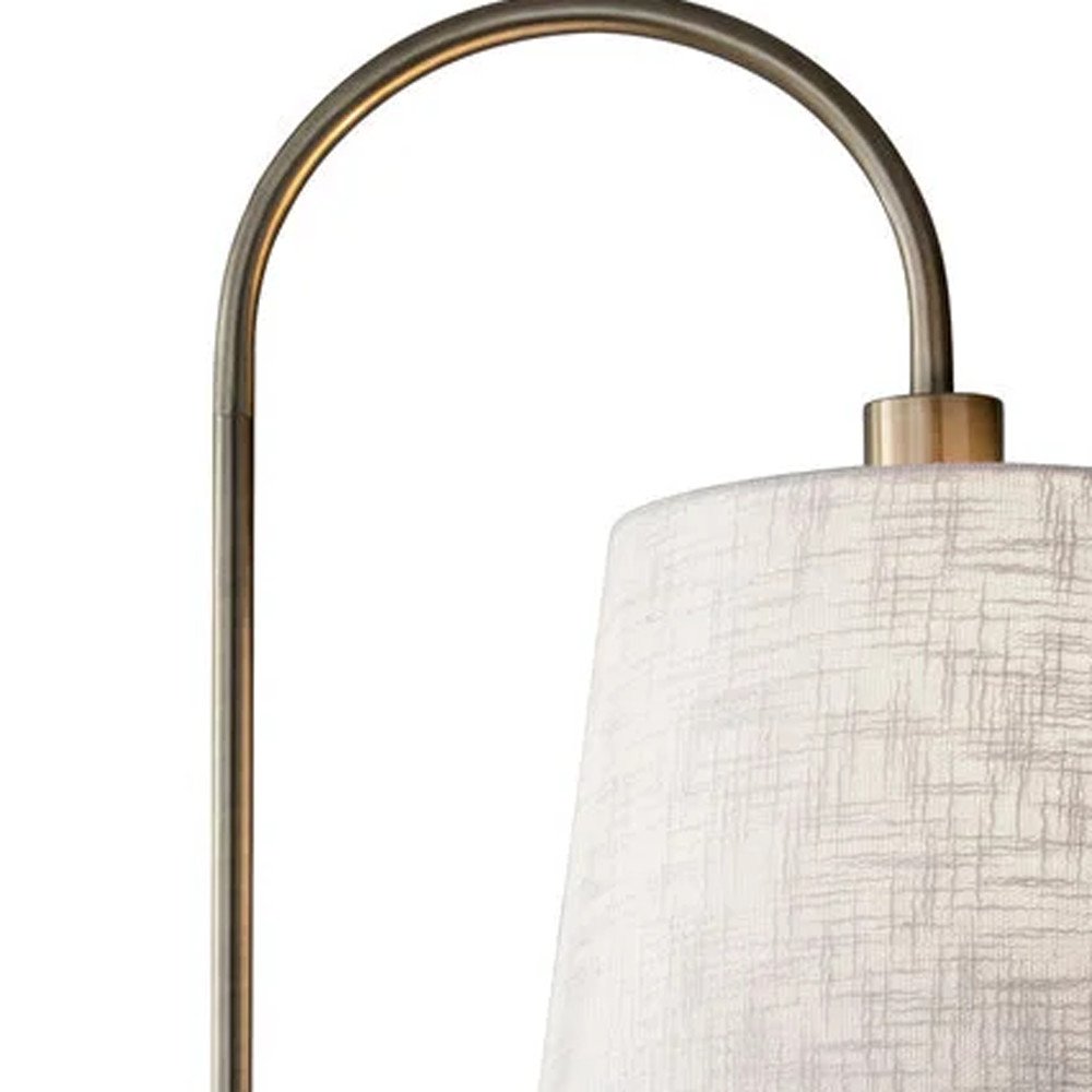65" Black And Brass Tray Table USB Floor Lamp With Wood Shelf