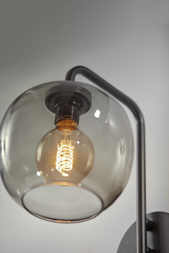 13" Black Metal and Glass Armed Sconce
