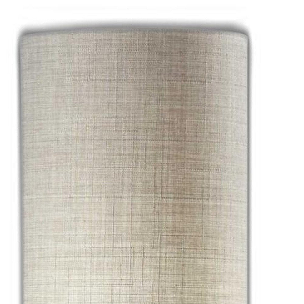 Brass Metal Two Light Novelty Floor Lamp With White Fabric Drum Shade on a white background