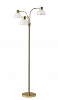 69" Gold Three Light Tree Floor Lamp With Clear Plastic Bowl Shade