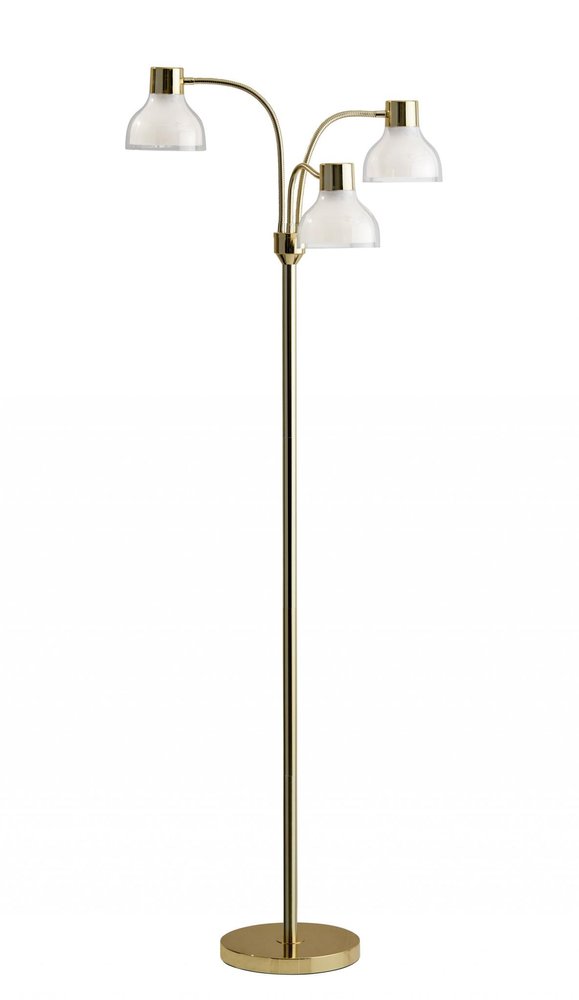 69" Gold Three Light Tree Floor Lamp With Clear Plastic Bowl Shade