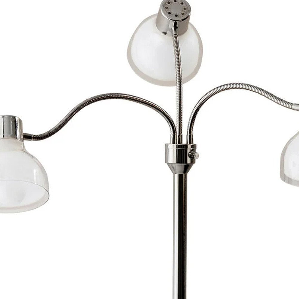 69" Gold Three Light Tree Floor Lamp With Clear Plastic Bowl Shade