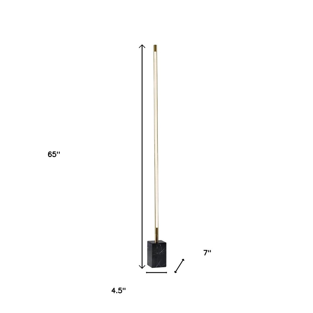 Brass Genuine Marble And Glass Column Floor Lamp on a white background