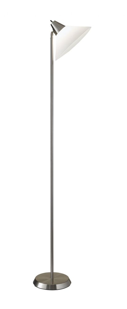 72" Silver With White Plastic Shade on a white background