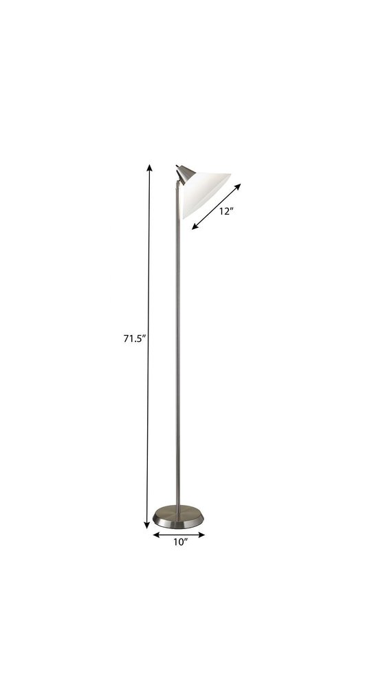 72" Silver With White Plastic Shade