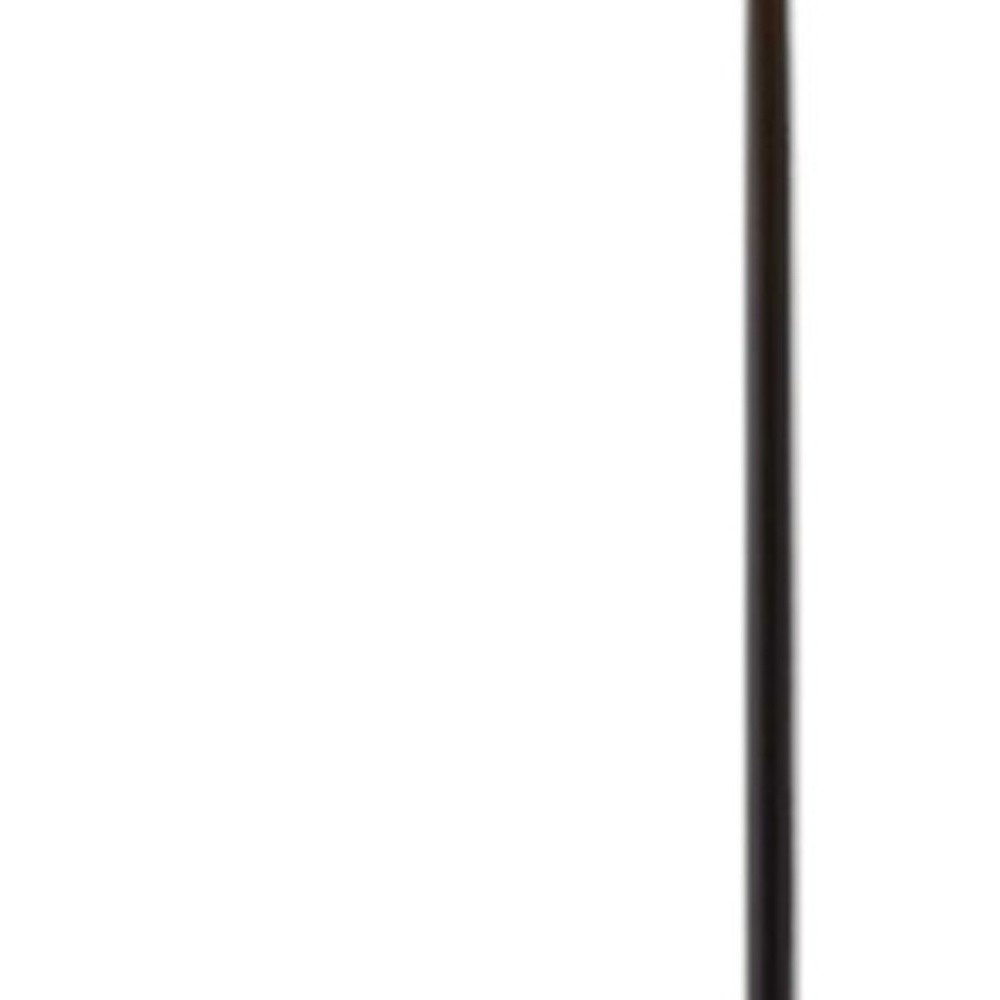 64" Beige And Black Tray Table Floor Lamp With Beige Fabric Drum Shade