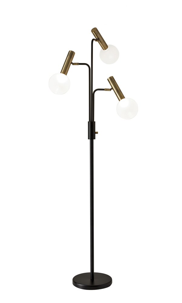 70" Black And Bronze Three Light LED Tree Floor Lamp With White on a white background