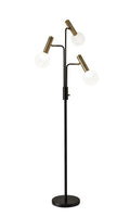 70" Black And Bronze Three Light LED Tree Floor Lamp With White