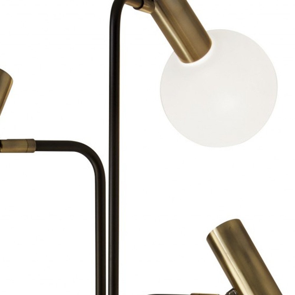 70" Black And Bronze Three Light LED Tree Floor Lamp With White on a white background