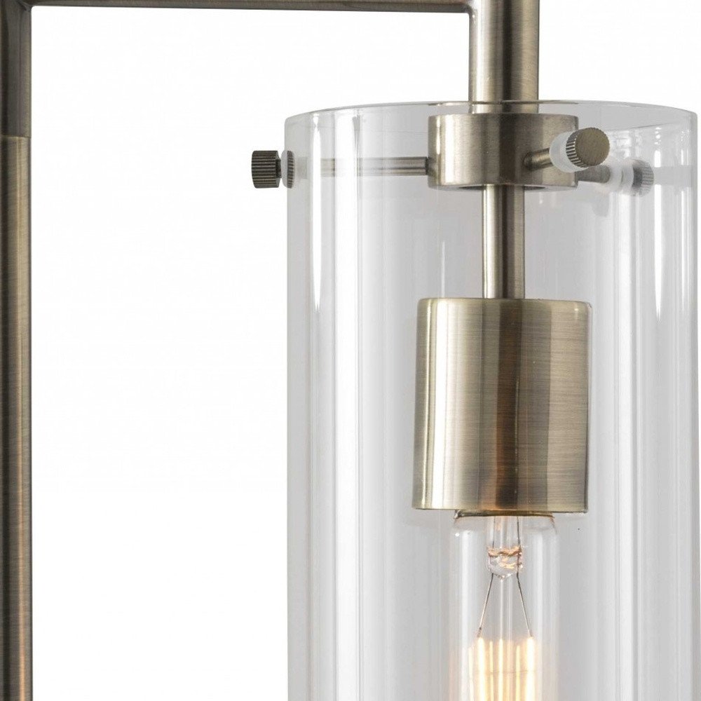 24" Brass Novelty With Clear Cylinder Shade. Home product in clear.