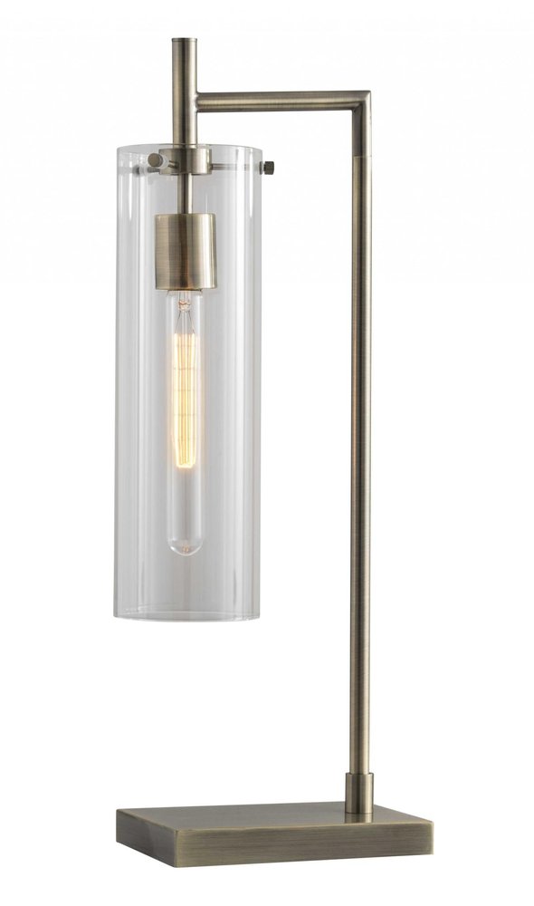 24" Brass Novelty With Clear Cylinder Shade. Home product isolated on a plain white background, showing its clear color.