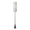 74" Black Floor Lamp With White Fabric Shade on a white background