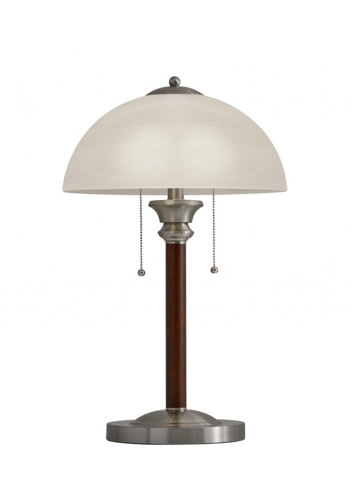 23" Silver Metal Standard Table Lamp With White Shade. Table lamp isolated on a plain white background, in a silver metal finish.