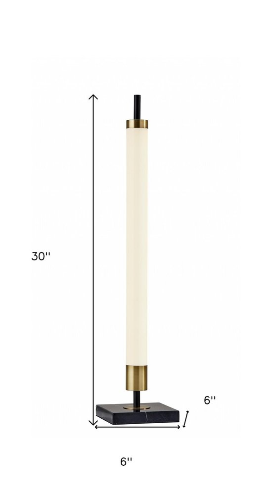 30" Black Marble Metal Standard Table Lamp. Table lamp isolated on a plain white background, showing a metal surface.