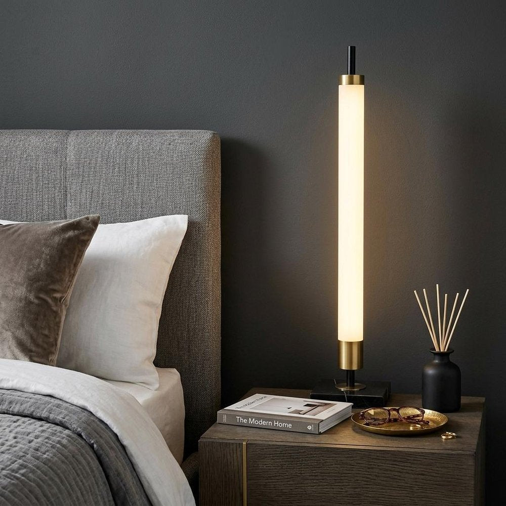 30" Black Marble Metal Standard Table Lamp. Table lamp in black metal.