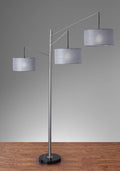 91" Silver Three Light Tree Floor Lamp With Gray Linen Drum Shade close-up detail