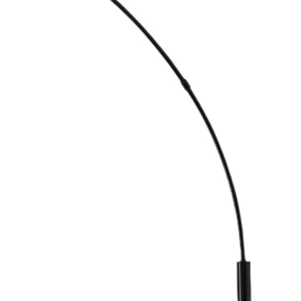 77" Antiqued Bronze Arched Floor Lamp With Groovy Beige Abstract Wicker Globe Shade on a white background