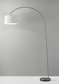83" Silver Arc Floor Lamp With White Linen Empire Shade close-up detail