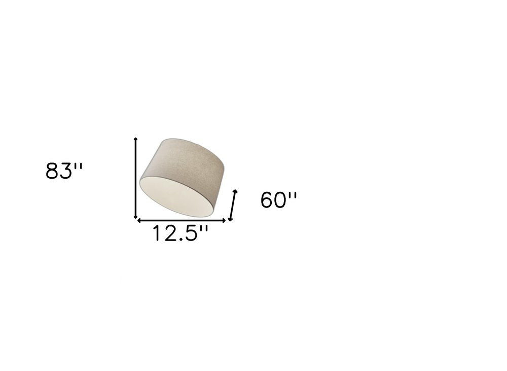 83" Silver Arc Floor Lamp With White Linen Empire Shade on a white background