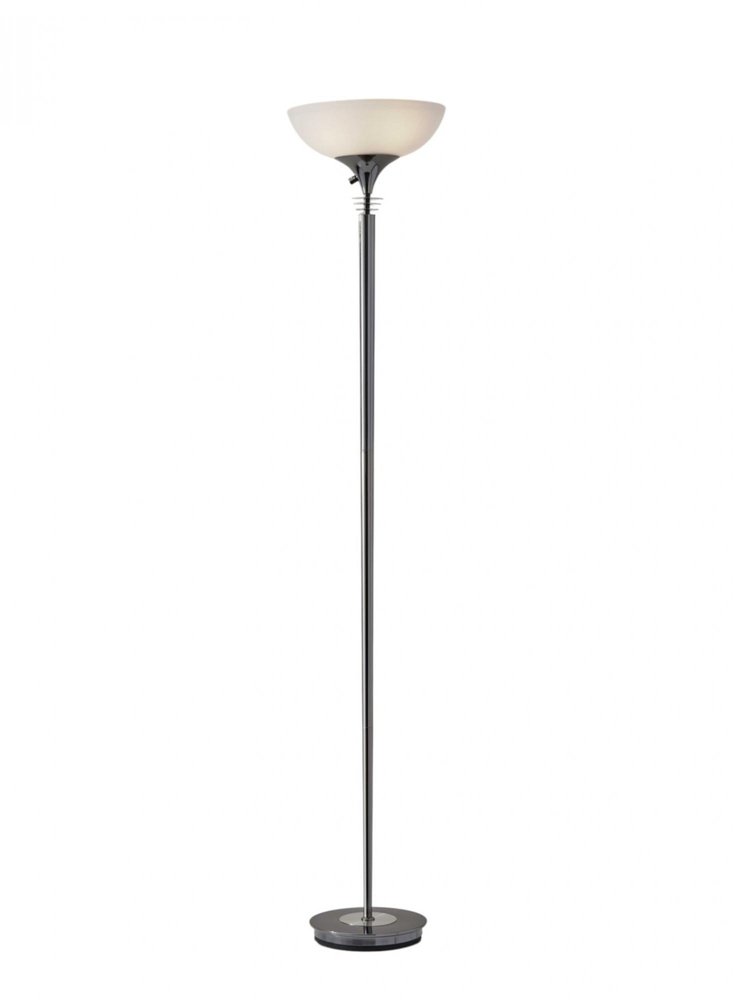72" Silver With White Glass Shade on a white background