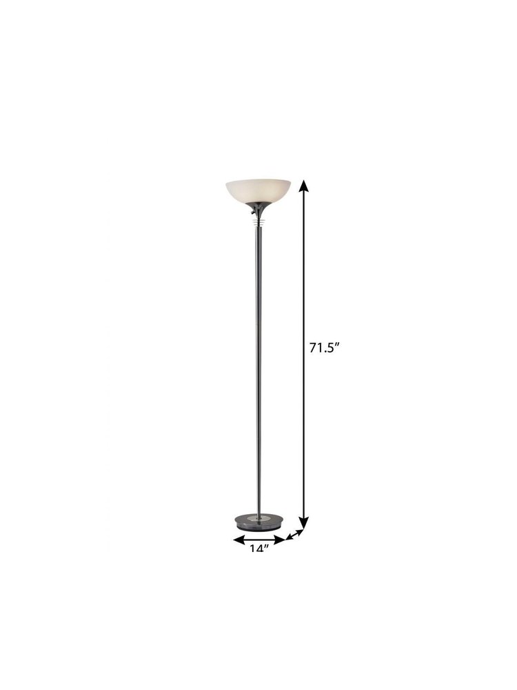 72" Silver With White Glass Shade on a white background