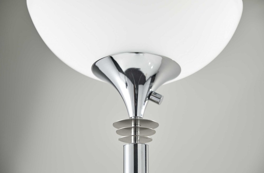 72" Silver With White Glass Shade on a white background