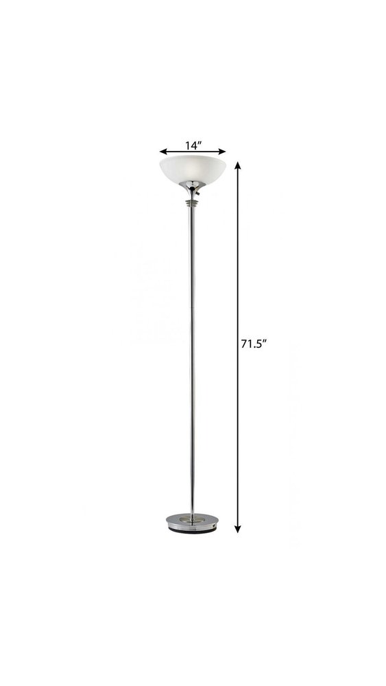 72" Silver With White Glass Shade on a white background