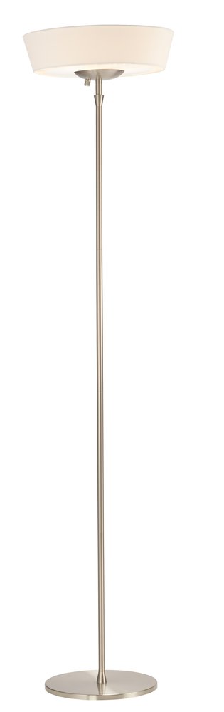 71" Brushed Led Torchiere Floor Lamp With White Empire Shade on a white background