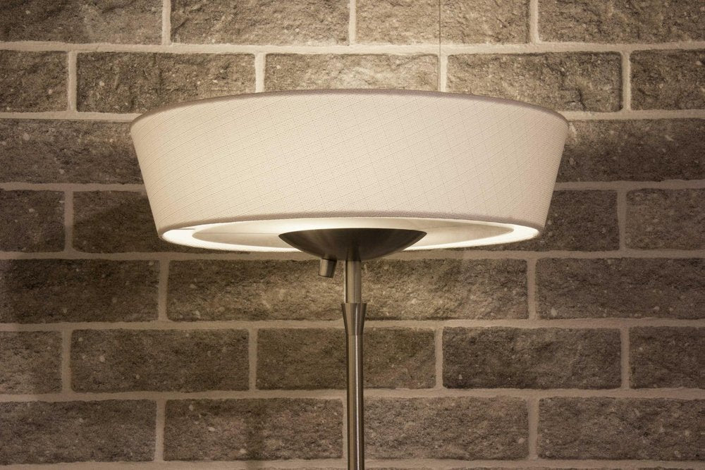 71" Brushed Led Torchiere Floor Lamp With White Empire Shade close-up detail