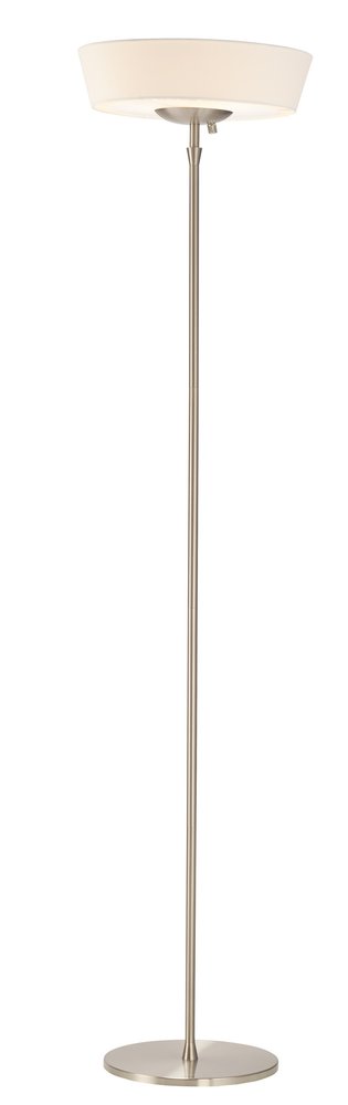 71" Brushed Led Torchiere Floor Lamp With White Empire Shade on a white background