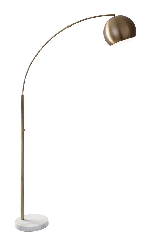 78" Silver Arc Floor Lamp With Silver Metal Bowl Shade on a white background