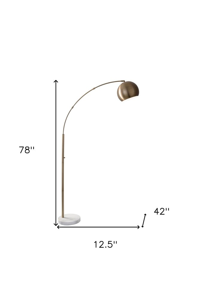 78" Silver Arc Floor Lamp With Silver Metal Bowl Shade on a white background