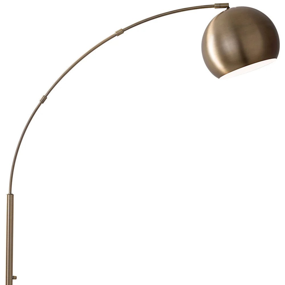 78" Silver Arc Floor Lamp With Silver Metal Bowl Shade on a white background